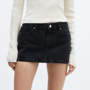 Mango Black Mini Denim Skirt